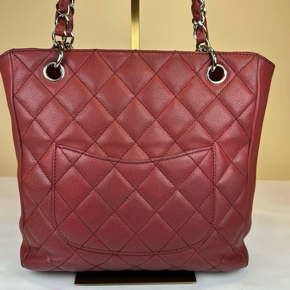 CHANEL CC Caviar Petite Shopping Tote‎ PST Silver Hardware